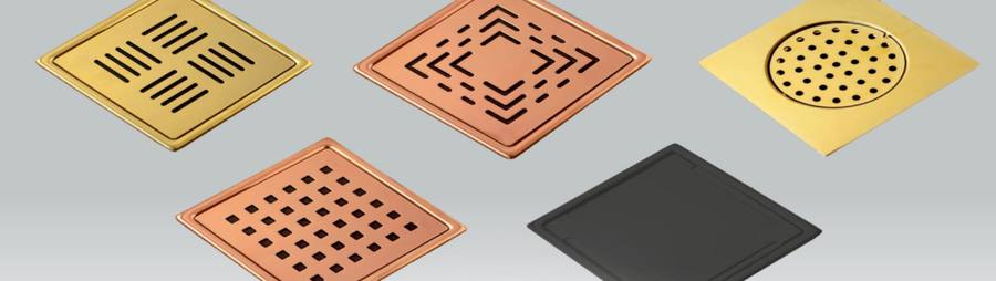 Square floor drain PVD colour swatches